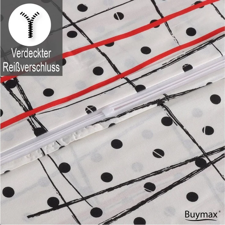 Buymax Bettwäsche Lara, Renforcé, 3 teilig, Premium 100% Baumwolle Bettbezug-Set 200x220 cm mit Reißverschluss – Bild 3