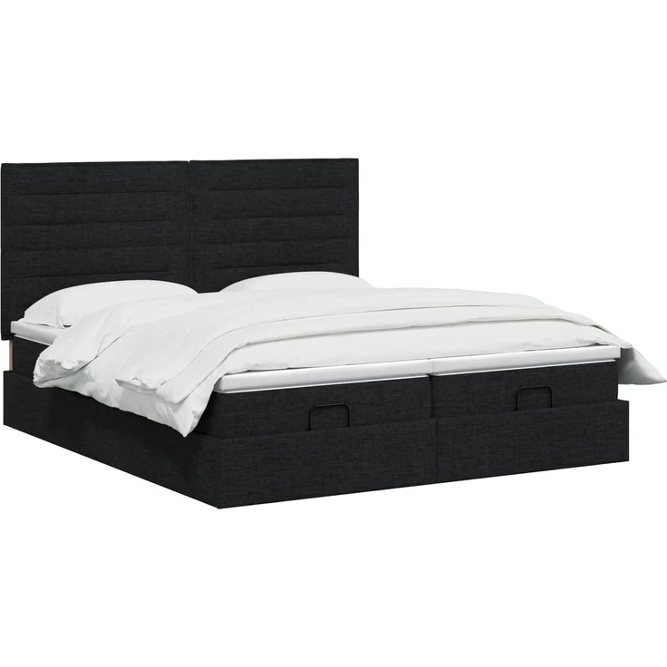 vidaXL Ottoman-Bett mit Matratze und LED Schwarz 180 x 200 cm Stoff 3458418 – Bild 3