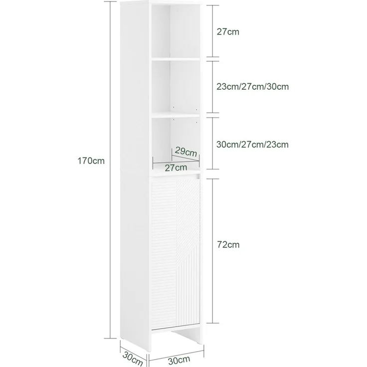 SoBuy BZR158-W Badezimmer-Hochschrank, MDF, Lackiert, Weiß, 32 x 170 x 30 cm – Bild 3