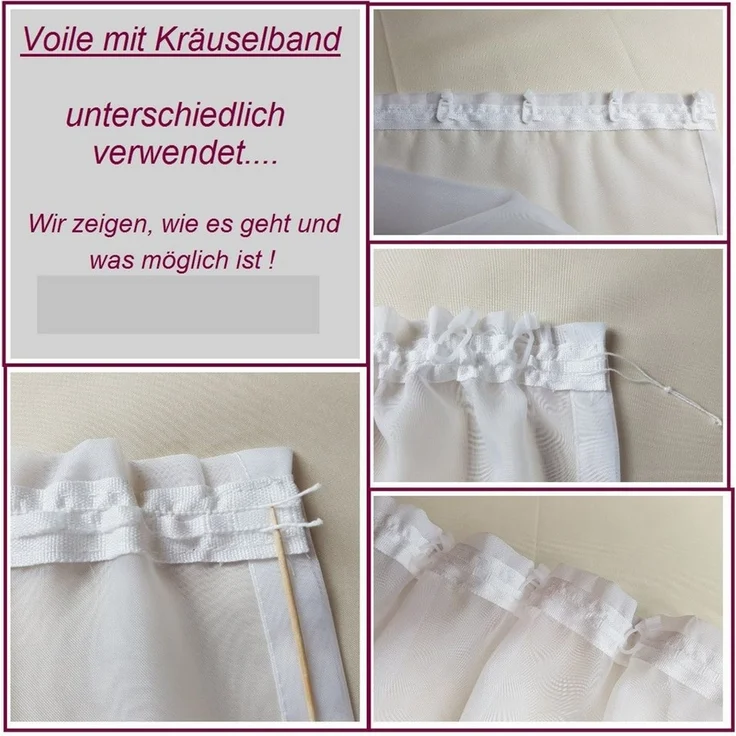 novumfix Gardine Voile weiß Kräuselband verschiedene Längen, transparent, transparent – Bild 3