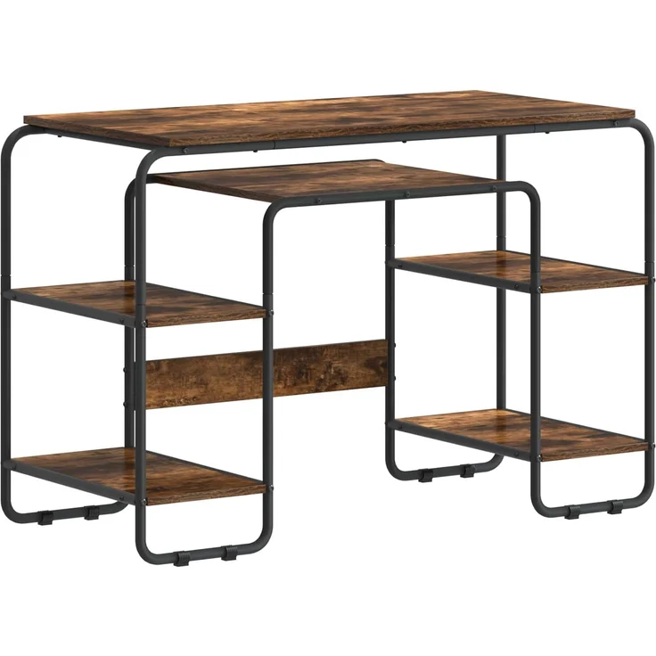 vidaXL Schreibtisch mit Stauraum Räuchereiche 113,5 x 52 x 75,5 cm 8008034 – Bild 2
