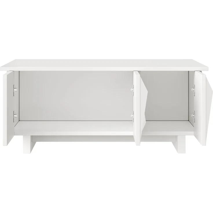 Flieks Wohnzimmermöbel-Set 3-teilig mit TV-Lowboard, Sideboard und Couchtisch, 3D-Front, Weiß – Bild 10