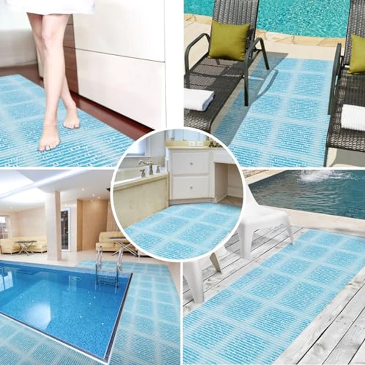 ANRO Schaum-Badematte Antirutschmatte Weichschaummatte Badezimmer Premium, Höhe 5 mm, wasserdurchlässig, pflegeleicht, Rillen, rutschhemmend, Drainage Effekt, strapazierfähig, schnell trocknend, Praktisch, Weich, Rutschhemmend, mit Drainagelöchern, fuß... – Bild 5