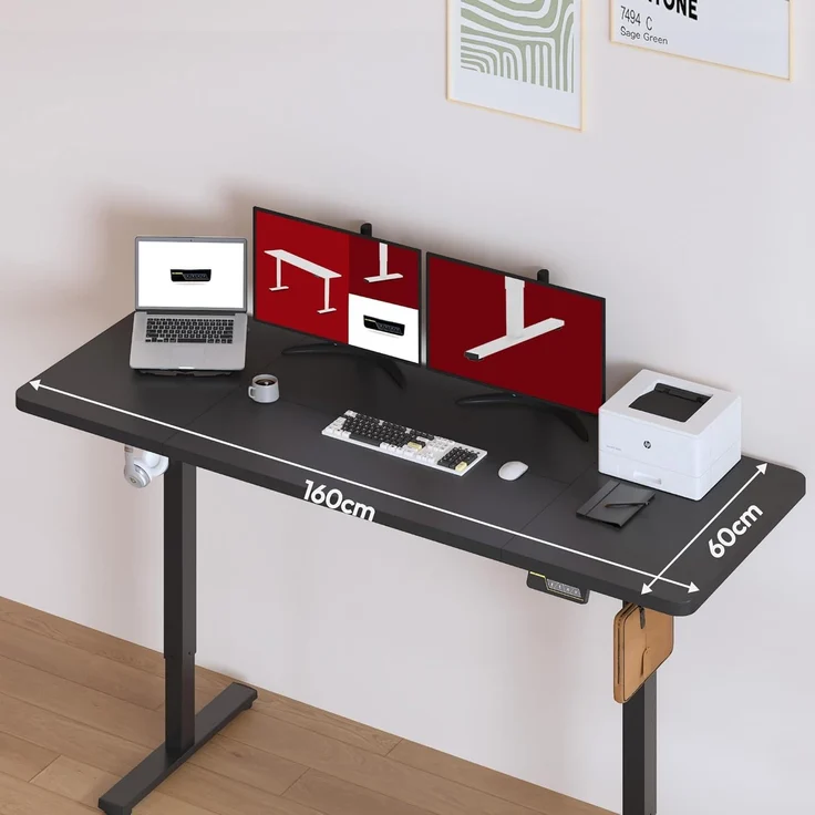 SANODESK Höhenverstellbarer Schreibtisch 160x60 cm Schreibtisch Höhenverstellbar Elektrisch Ergonomischer Steh-Sitz Tisch Computertisch für Heimbüro Homeoffice(schwarz) – Bild 7