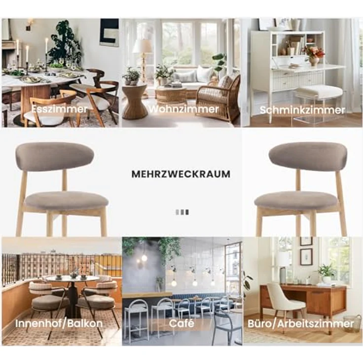 COLAMY Esszimmerstühle 4er Set, Stühle Esszimmer mit Rückenlehne, Moderne Küchenstühle Gepolstert, Stoff Dining Chairs mit Back, für Esszimmer, Küche, Restaurant, Holzbein in Naturholzfarbe, Kamel – Bild 9