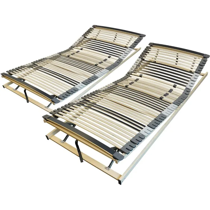 AM Qualitätsmatratzen | Ergonomischer 7-Zonen Lattenrost | 200x190 cm (2 x 100 x 190 cm) | fertig montiert geliefert | verstellbar | 44 Federholzleisten | Lattenrahmen | 200x190 cm