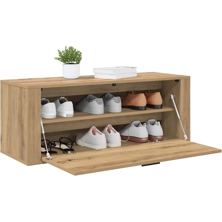 vidaXL Schuhschrank Artisan-Eiche 100 x 35 x 38 cm Holzwerkstoff 881019 – Bild 2