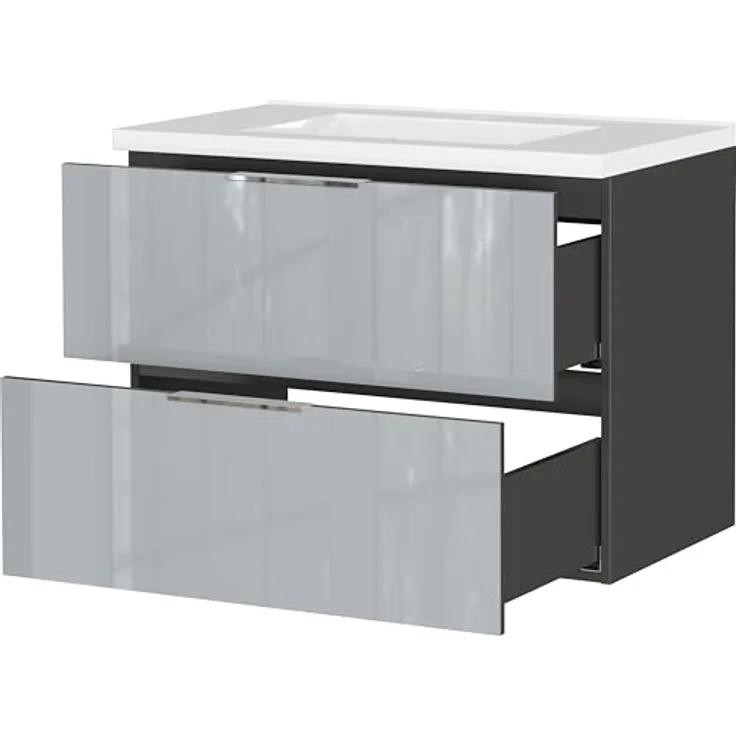 Germania Waschtisch inkl. Becken 9085-587 GW-CELANO, mit Zwei Schubladen, in Graphit/Silbergrau, 81 x 61 x 46 cm (BxHxT) – Bild 5