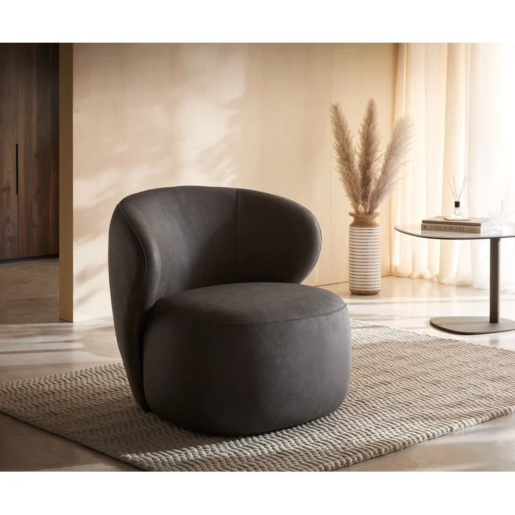 Loungesessel Pulo 80x80 cm Mikrofaser Anthrazit Vintage – Bild 1