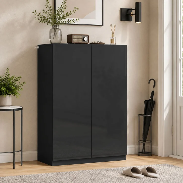 HOMCOM Schuhschrank, Spanplatte, MDF, Schwarz, 72L x 34B x 103H cm – Bild 9