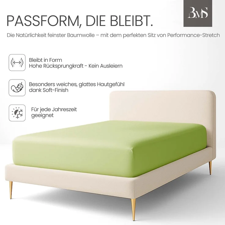 Jersey Spannbettlaken frühlings grün 120x200 cm Höhe bis 25cm – Bild 3