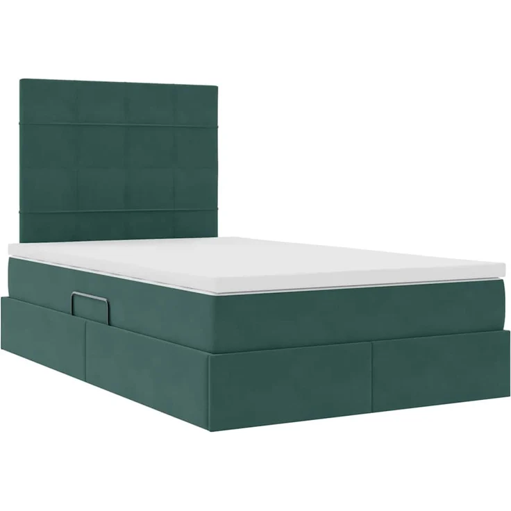 vidaXL Aufbewahrungsbett mit Matratze Dunkelgrün 120 x 190 cm Samt 3372018 – Bild 5