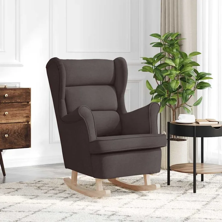 Schaukelsessel, Schaukelstuhl Dunkelbraun 74x90x102 cm Stoff