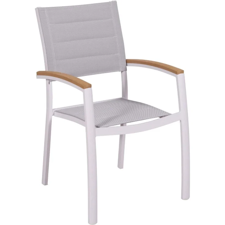 Pisa Gartenmöbel Set 5tlg, 4 Stapelsessel, Tisch 160 x 90 cm, weiß – Bild 2