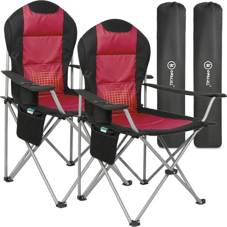 HOMECALL Campingstuhl Hochlehner 108cm mit Lendenwirbelstütze Klappstuhl Angelstuhl Faltbar (Bis 150kg, gepolstert, faltbar, stabil, 2 St), für Camp Garten Balkon – Bild 5