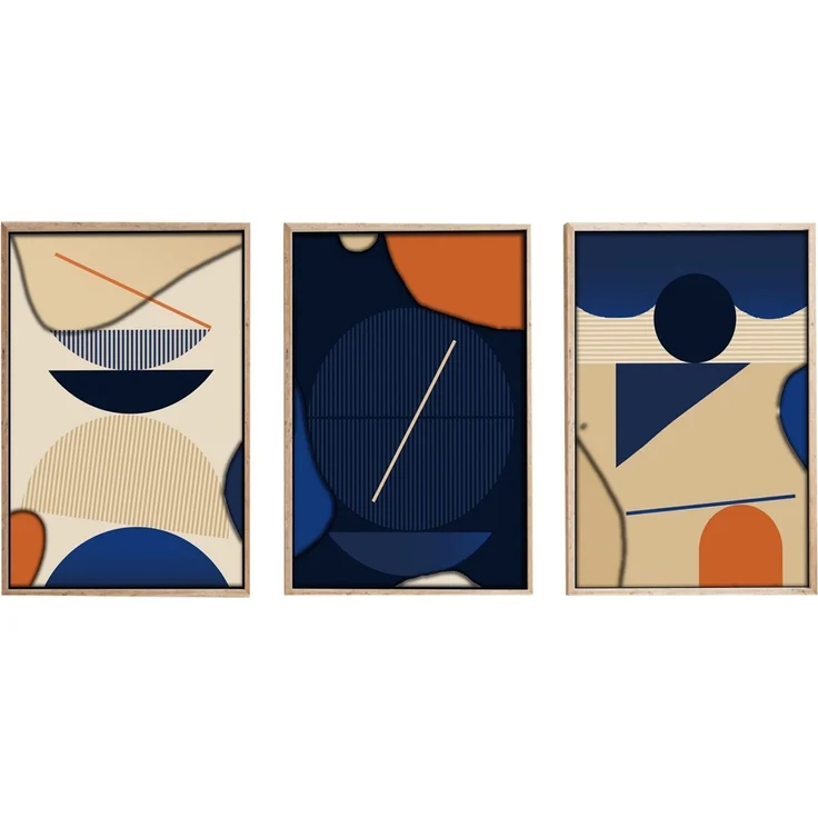 Wallity Dekoratives gerahmtes MDF-Gemälde (3-teilig), Mehrfarbig, 70 x 50 cm – Bild 3