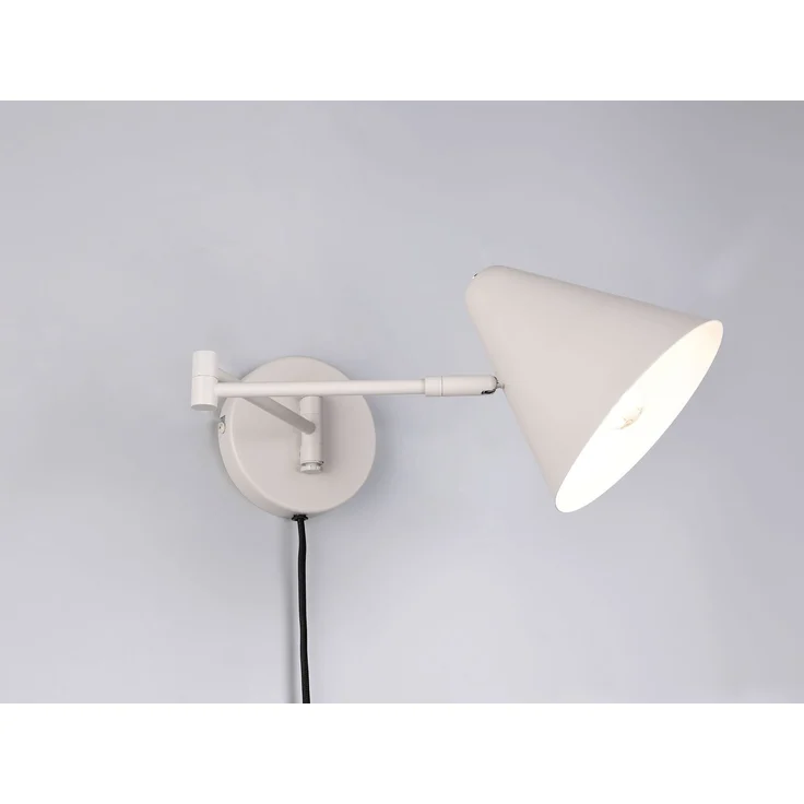 Wandleuchte COSIMA mit Stecker, Schalter und Schwenkarm, Hellgrau, Höhe 16cm – Bild 1