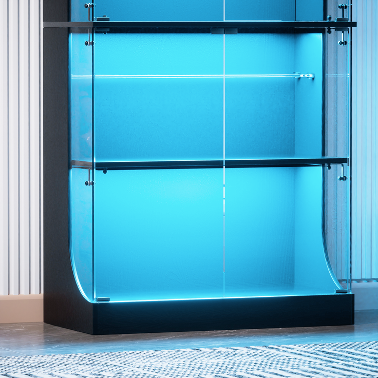 Glasvitrine 80 x 35 x 165 cm mit LED-Beleuchtung, Glastüren und Ladestation – Bild 8