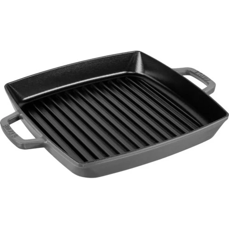 STAUB Gusseisen Grillpfanne mit zwei Griffen, Induktionsgeeignet, Quadratisch, Graphitgrau, 28 cm – Bild 1