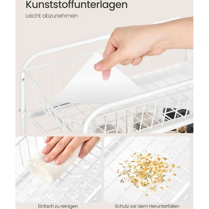 Küchen-Organizer, Küchenregal, Ordnungssystem, 2 Ebenen, stapelbar, erweiterbar, mit Metallkörben, für Küche, Badezimmer, weiß – Bild 9