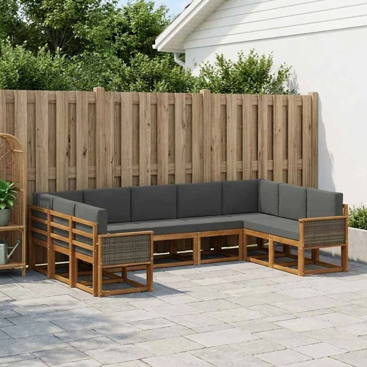 vidaXL Outdoor-Sofagarnitur 9 stk. 9-Sitzer Natur und Anthrazit 3385528 – Bild 1