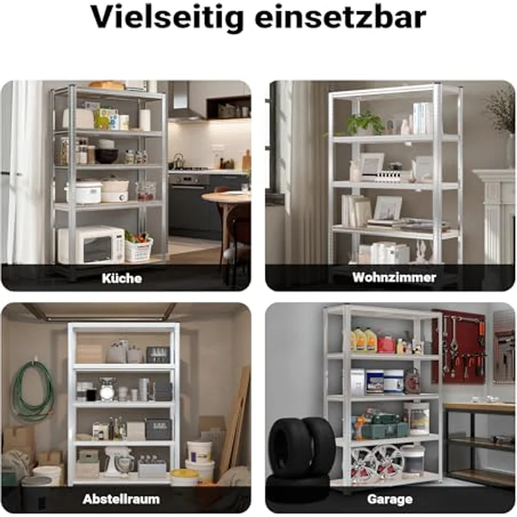 Wiltec Schwerlastregal 120 x 40 x 180 cm, Gesamtlast 875kg, Steckregal verzinkt aus Stahl, Lastenregal mit 5 Ablagen, Werkstattregal – Bild 9