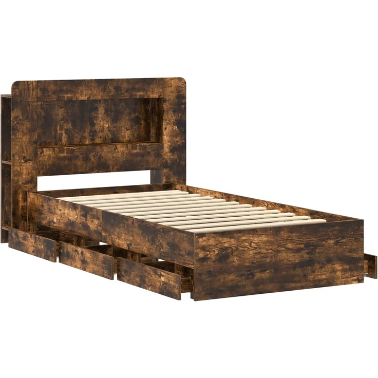 vidaXL Bettgestell mit Stauraum und Kopfteil Räuchereiche 80 x 200 cm 3434001 – Bild 4