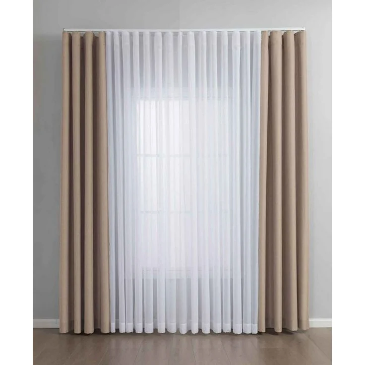 Gardinenbox Vorhang (3 St), Multifunktionsband, blickdicht, Cationic, 2 Vorhänge Leinenoptik, 1 Gardine Voile Batist 2025100-110S1 – Bild 4