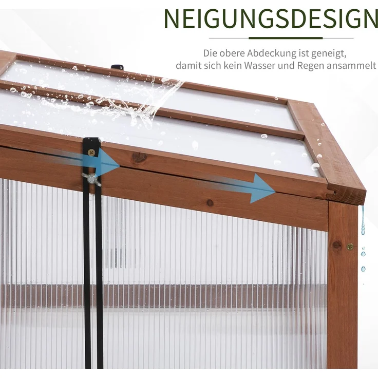 MELAYR, Mini-Gewächshaus, Kleines Gewächshaus für den Garten, mit PC-Platten, 100 x 65 x 40 cm, Braun – Bild 6