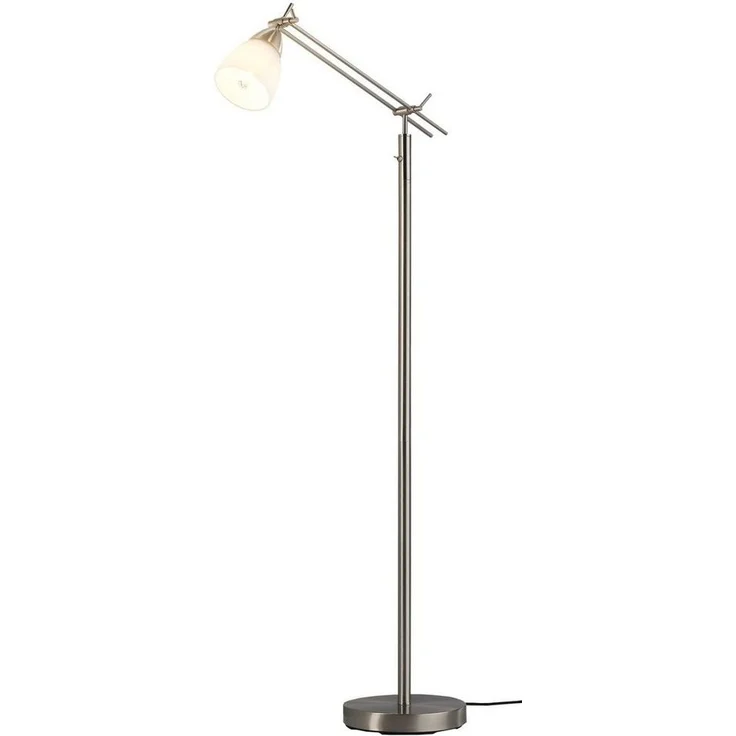 casa NOVA Stehlampe CURO, 1-flammig, H 150 cm, Nickelfarben, Weiß, ohne Leuchtmittel, Metall, Glasschirm – Bild 1