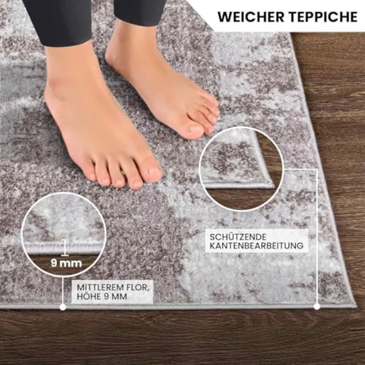 LIVABLISS Kurzflorteppich Giulia, grau, rechteckig, 160x220 cm, Oeko-Tex® Standard 100, modern und abstrakt – Bild 4
