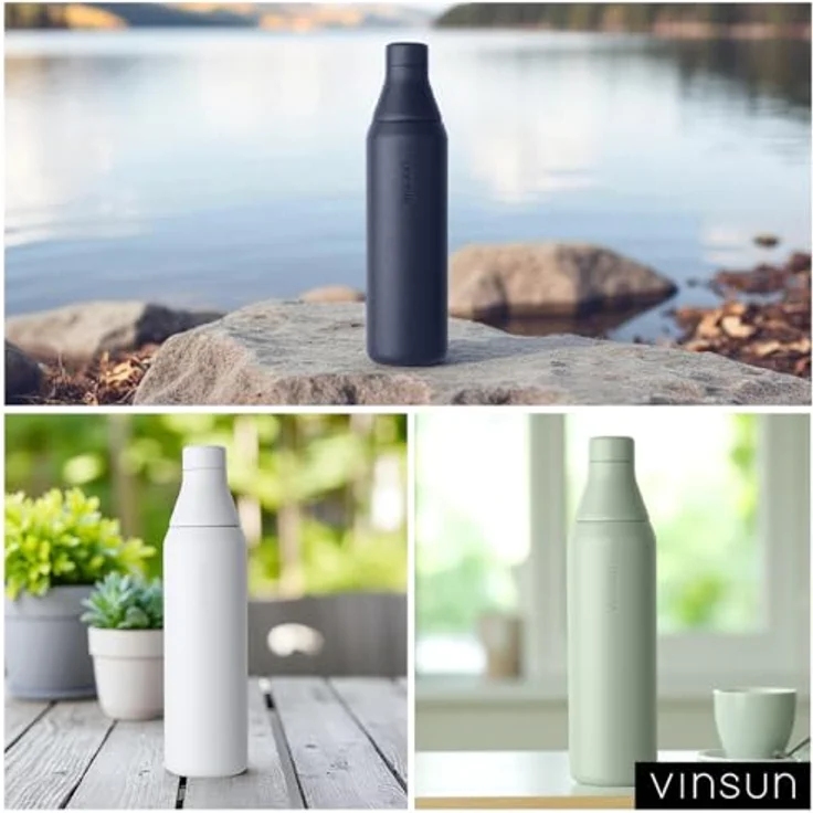 Vinsun Isolierflasche Edelstahl Trinkflasche 750ml doppelwandig isoliert Sprudel geeignet, BPA frei, auslaufsicher, kleine Trinköffnung und große Füllöffnung – Bild 10