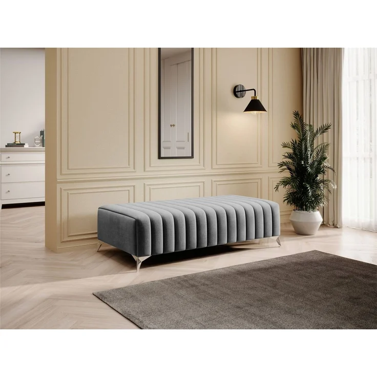 Polsterhocker Designerhocker Hocker ELENI Stoff Monolith Grau – Bild 1