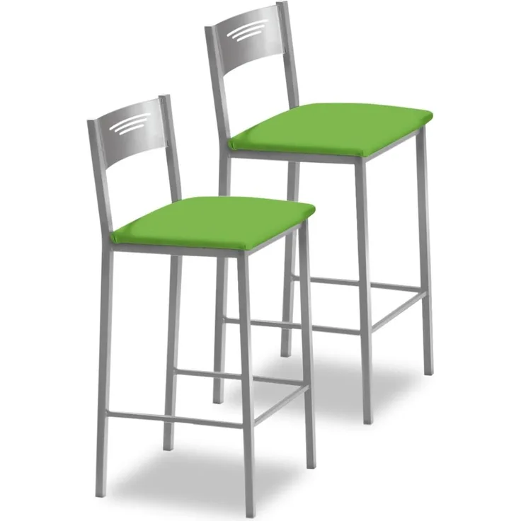 ASTIMESA Zwei Hocker für die Küche, 60 cm, Kunstleder, Grün (TAB60VE)