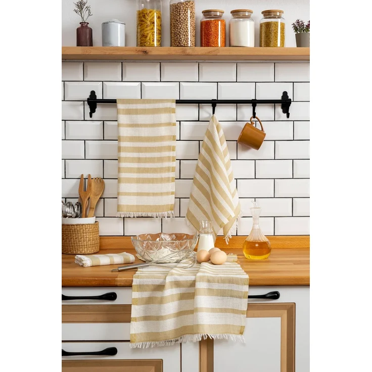 Hermia Concept 'Bella - Mustard' Handtuch-Set (4-teilig), Senfgelb, 45 x 65 cm