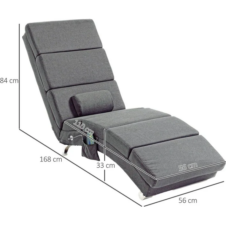 HOMCOM Massagesessel Relaxliege mit Massagefunktion elektrisch (Loungesessel, 1-St, Fernsehsessel), mit 5 Modi, Kissen, Dunkelgrau – Bild 2