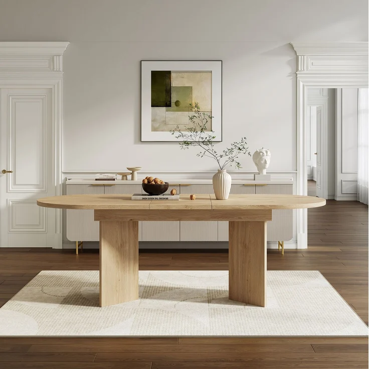 Esstisch, MDF ausziehbar mit abgerundeten Ecken, 120/160x80 cm, Eiche – Bild 2