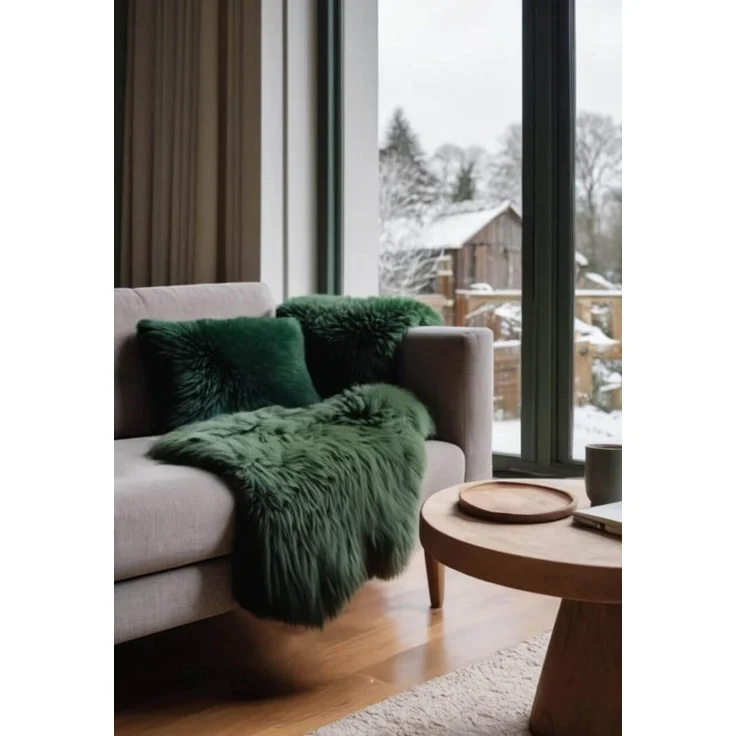 Lammfell Merino Moosgrün Größe: 90-100 – Bild 1