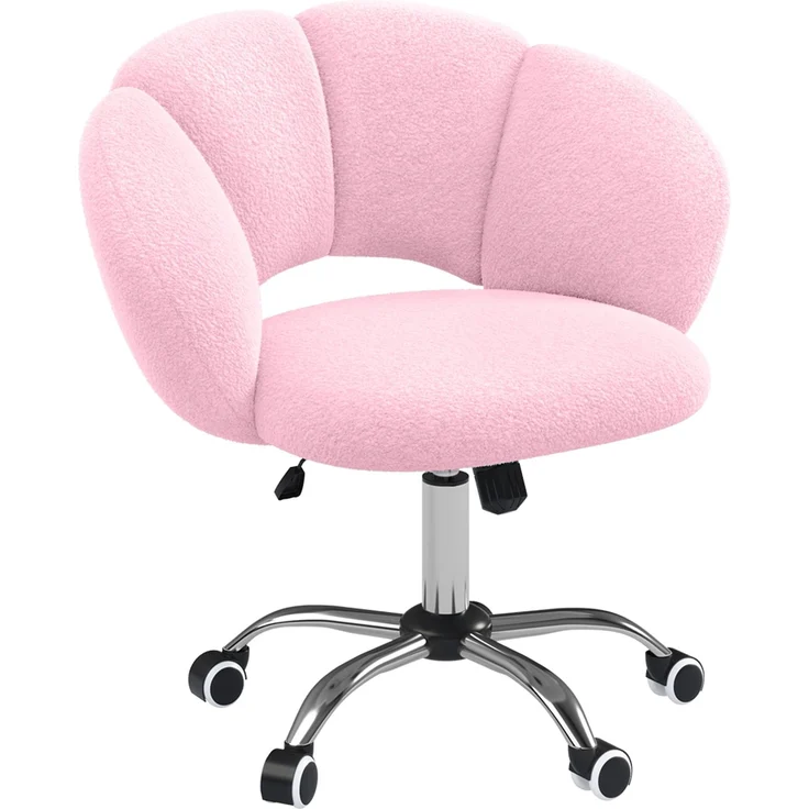 Bellamio 'Meli' Wolkenstuhl, rosa, Teddy-Bouclé Stoff, höhenverstellbar & drehbar, bis 140 kg, Schmink- & Schreibtischstuhl mit Rollen – Bild 1