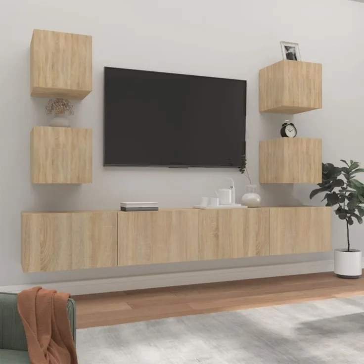 6-tlg. TV-Schrank-Set Sonoma-Eiche Holzwerkstoff [3114264]
