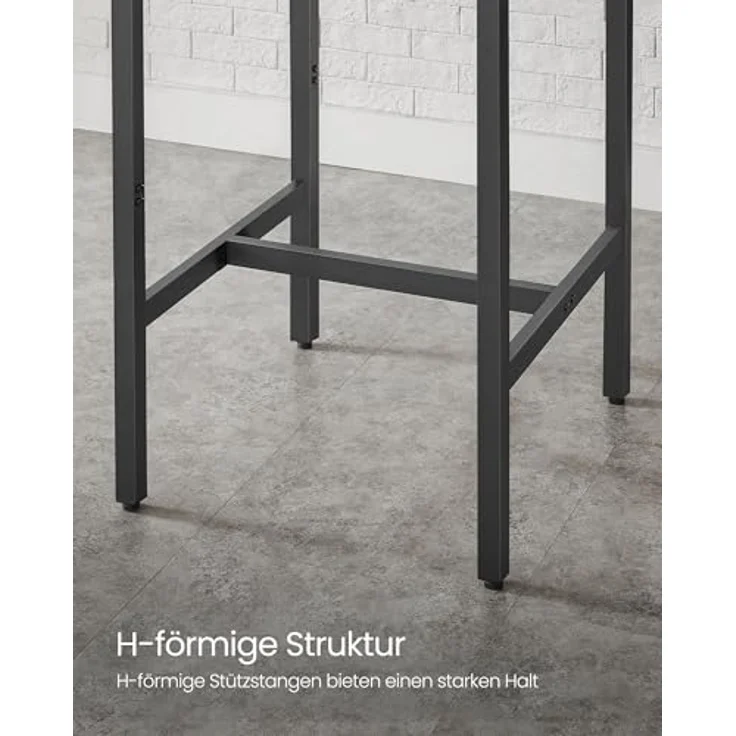 VASAGLE Bartisch, Stehtisch, Küchentisch, hoch, mit Stahlgestell, 60 x 60 x 106 cm, einfache Montage, für Küche, Wohnzimmer, Industrie-Design, vintagebraun-schwarz LBT035K01 – Bild 5