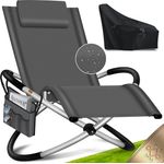 KESSER® Relaxliege Liegestuhl | Gartenliege | Gartenstuhl | Klappstuhl faltbar | Schwungliege | Schaukelsessel | ergonomische Relaxsessel | wetterfest | 180 kg Belastung | 174 x 78 x 89 cm Anthrazit - Inkl. Schutzhülle + Tasche