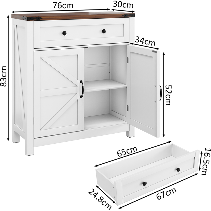 DESVIAE Sideboard mit Schublade und verstellbarem Einlegeboden 76x83x30 cm MDF Weiß – Bild 8