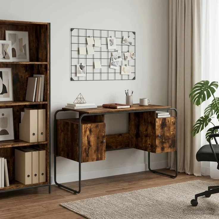 vidaXL Schreibtisch mit Stauraum Räuchereiche 120 x 50,5 x 75,5 cm 8008040