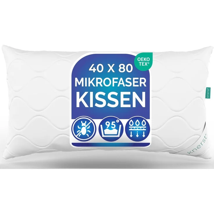 KNERST Kopfkissen Microfaser KomfortFlex Kopfkissen, Füllung: 100% Polyester, Seitschläfer, Rückenschläfer, Bauchschläfer, Reißverschluss für Füllung-waschbar-allergikerfreundlich,flauschig