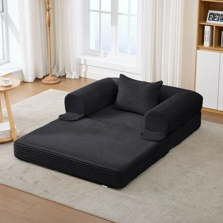 ZUBALIYA SchlafSofa mit Cordbezug, mit Schaumstoffpolsterung, ohne aufwendige Montage, für Wohnzimmer und Apartments – Bild 1