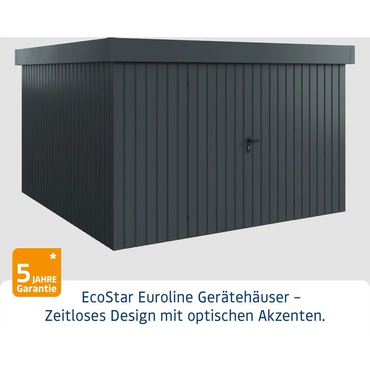 Hörmann Ecostar Metall-Gerätehaus "Euroline Trend" mit Flachdach EFD 14, anthrazitgrau, 310 x 310 cm,2-flüglige Tür – Bild 2