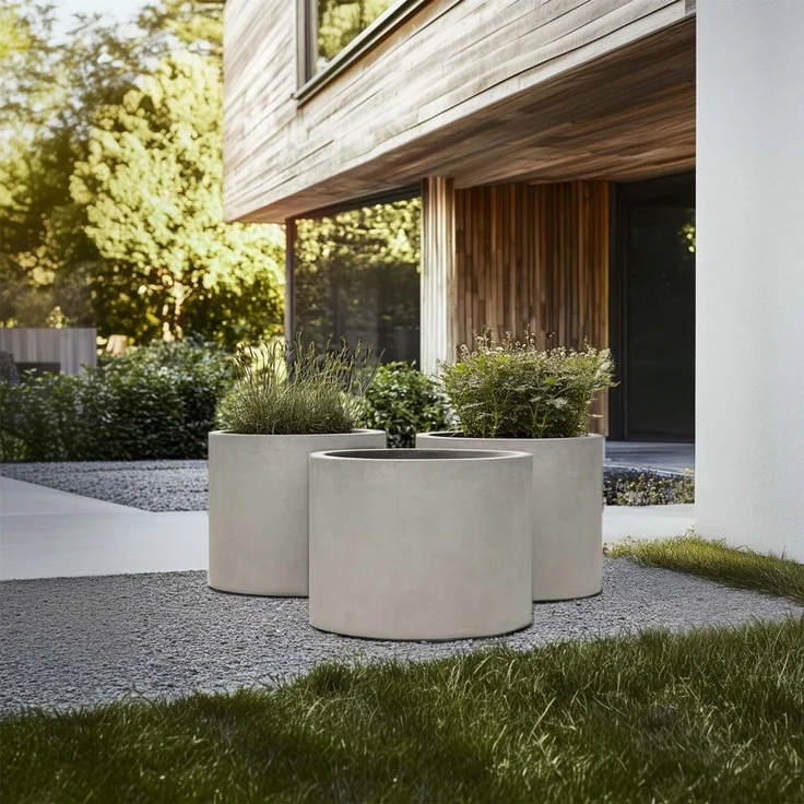 Roccastone mattes Bodengefäß Classic aus Beton Ø 55 cm, Höhe 46 cm natur beton – Bild 2