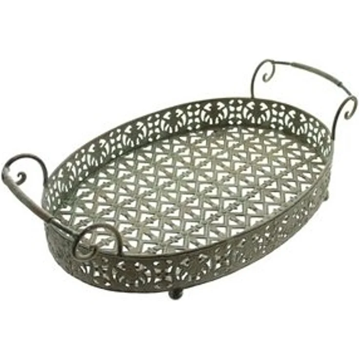 Tablett Antik Rost Optik Tischdeko Serviertablett Obsttablett Obstschale – Bild 6