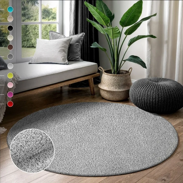 Sanat Hochflor-Teppich LOCA, auch als Läufer und in Rund, rund, Höhe: 30 mm, Wohnzimmer, Langflor, Shaggy, Schlafzimmer – Bild 1